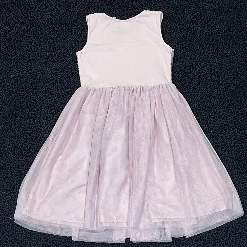 Girls Sequins Dress Size 7/8 Holiday Glitter Tulle Sparkly Party Pink Sleeveless
